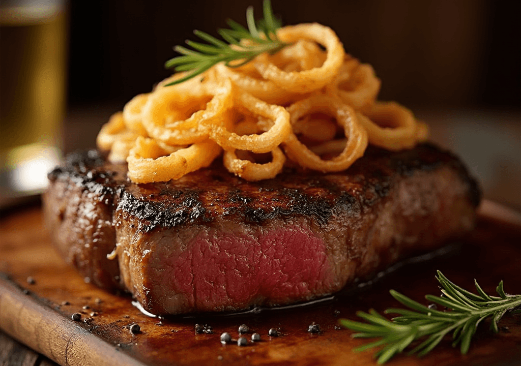 Ribeye Steaks with Crunchy French-Fried Onions