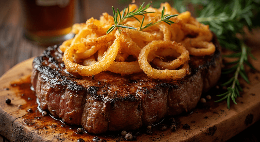 Ribeye Steaks with Crunchy French-Fried Onions